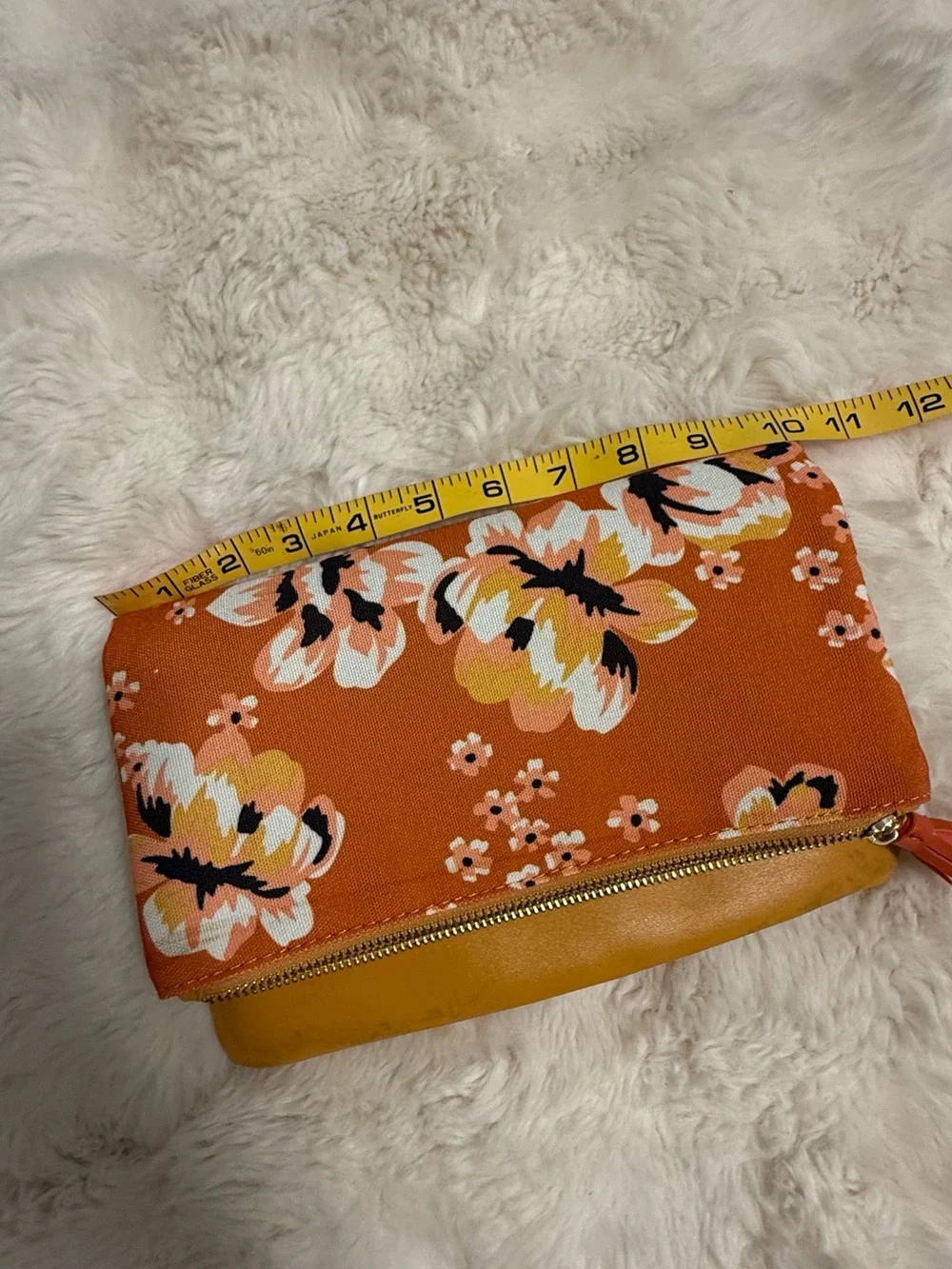 Rachel Pally Floral Orange Fold-Over Clutch with Tassel